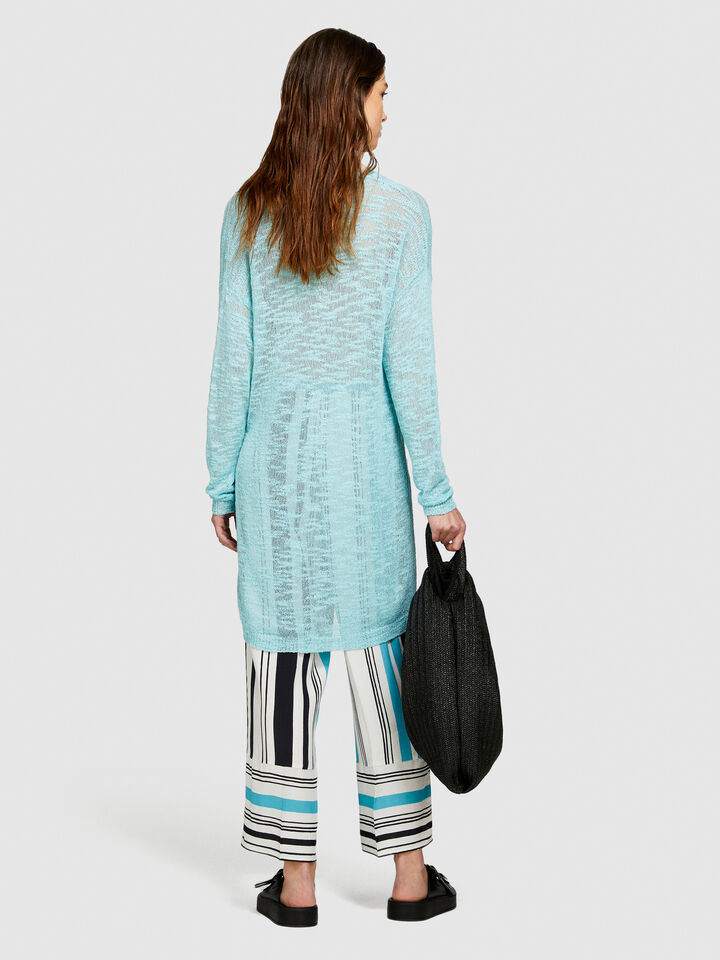 Long cardigan - women's cardigans - Turquoise | Sisley image number 3